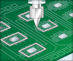 Dam dispensing around IC chip